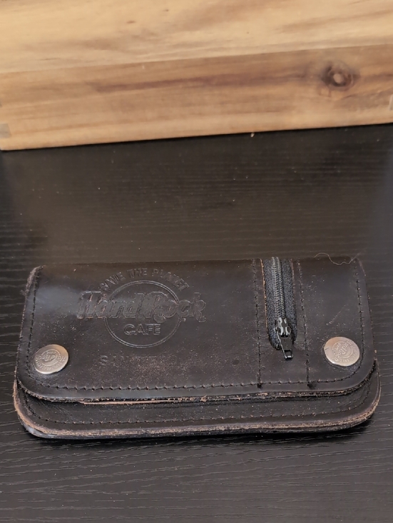 Hard Rock Cafe Other - Hard Rock Cafe dark brown leather zip and snap wallet